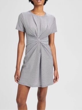 THEORY T-Shirt Dress Modal Blend in Black and White Stripe M